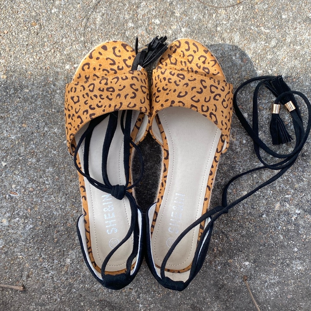 SHEIN Women’s lace up wedged sandals. Size 7/EUR 38.